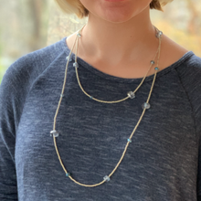 Load image into Gallery viewer, Henrietta Necklace with Blue Crystal on Silver