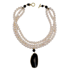 Load image into Gallery viewer, Freshwater Pearl & Black Agate Necklace