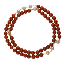 Load image into Gallery viewer, Red Coral and Baroque Pearl Necklace