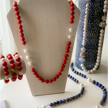 Load image into Gallery viewer, Red Coral and Baroque Pearl Necklace