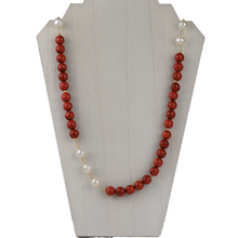 Load image into Gallery viewer, Red Coral and Baroque Pearl Necklace