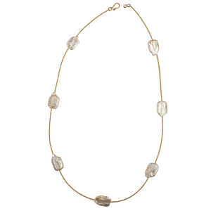 Square Baroque Pearl & Gold Henrietta Necklace - 27"