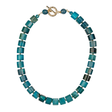 Load image into Gallery viewer, Cadet blue agate, 18K gold ball, necklace