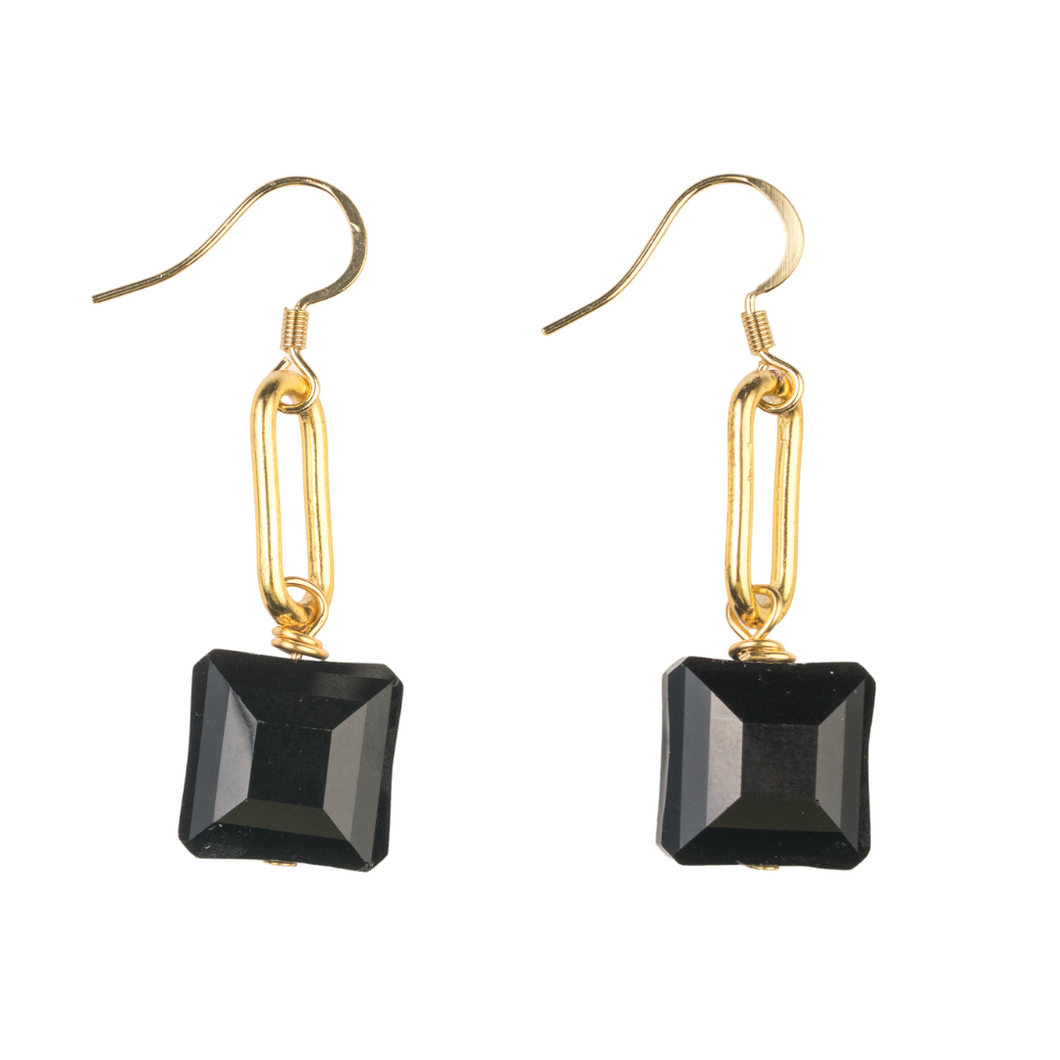 Black Crystal Earring: Rondelles Collection