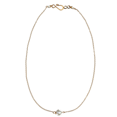 14K Gold Chain & Freshwater Pearl Necklace - 17