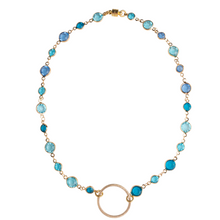 Load image into Gallery viewer, Blue Crystal &amp; Gold Choker