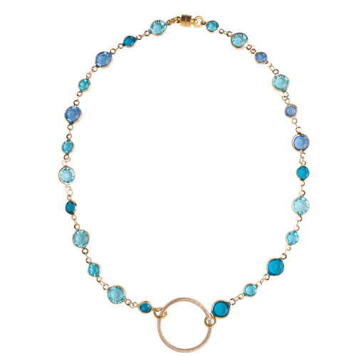 Blue Crystal & Gold Choker