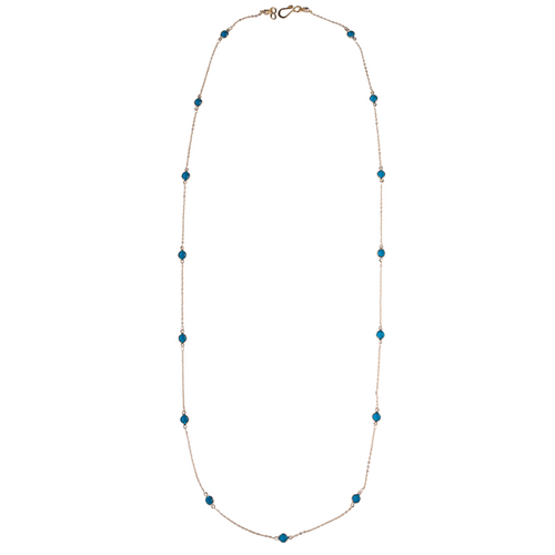 Blue Crystal & Gold Chain Necklace