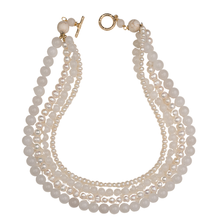 Load image into Gallery viewer, Snow Agate Necklace &amp; Gold Cross Earrings