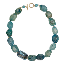 Load image into Gallery viewer, Sea Blue Agate &amp; Blue Crystal Necklace