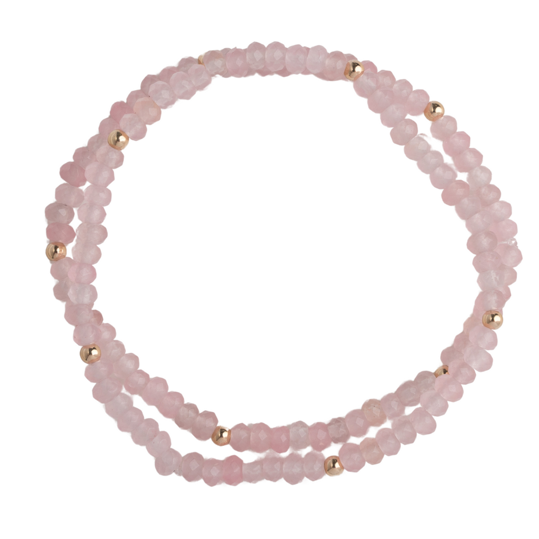 Pink Agate Bitsy Bracelets(set of 2)