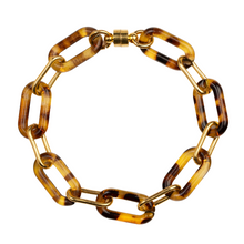 Load image into Gallery viewer, Gold Paperclip Chain &amp; Tortoise Shell Bracelet