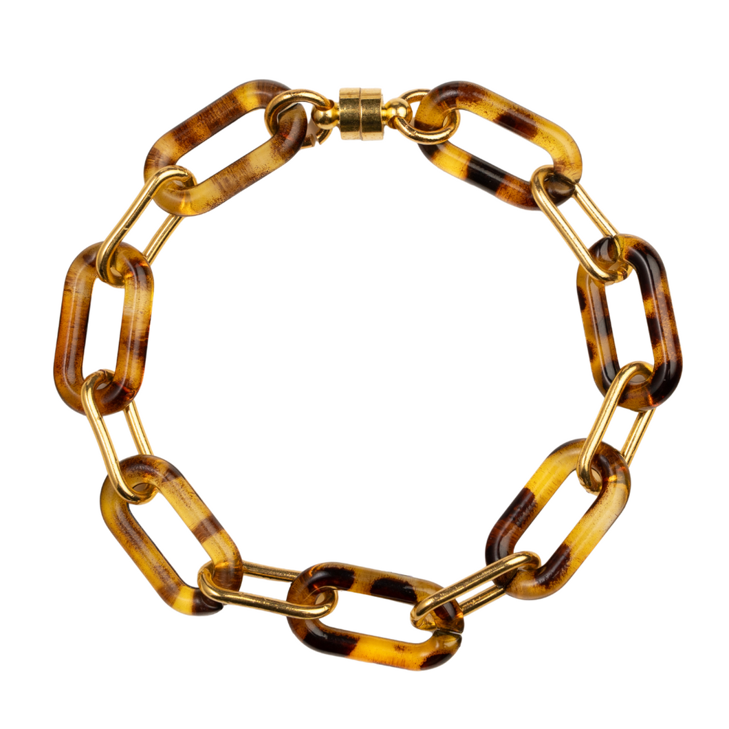 Gold Paperclip Chain & Tortoise Shell Bracelet