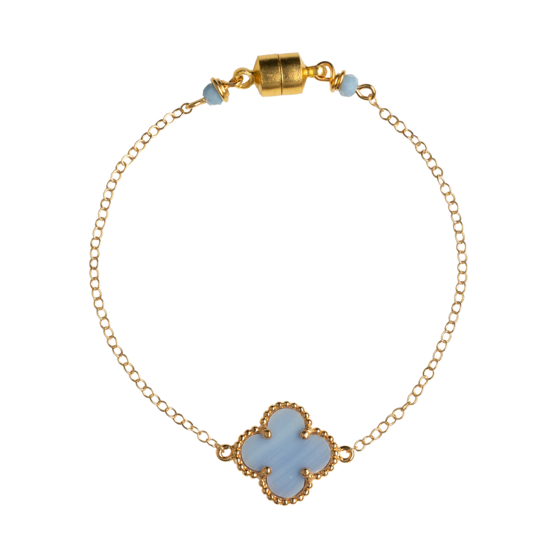 Blue Clover Gold Chain Bracelet