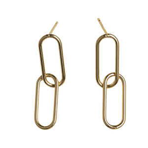 Double Paperclip Earring on Gold