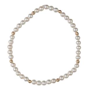 Shiny Shell Pearl & 14k Gold Ball Bracelet