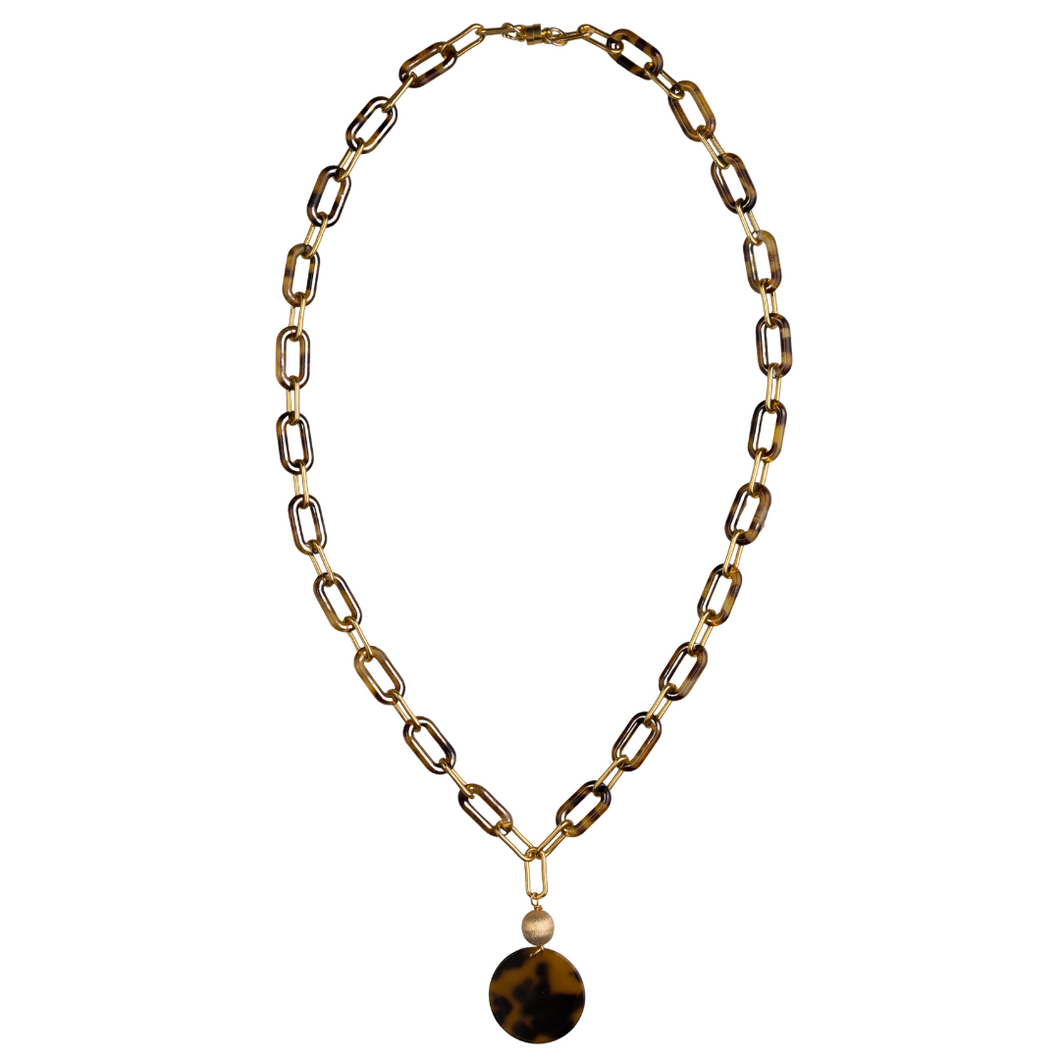The Tortoise Shell Collection- paperclip and tortoise link necklace