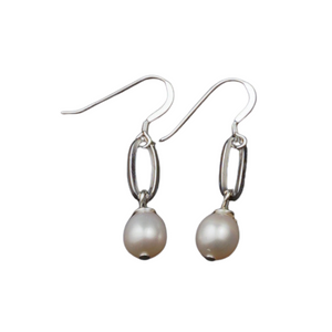 Paperclip Earrings with Pearls