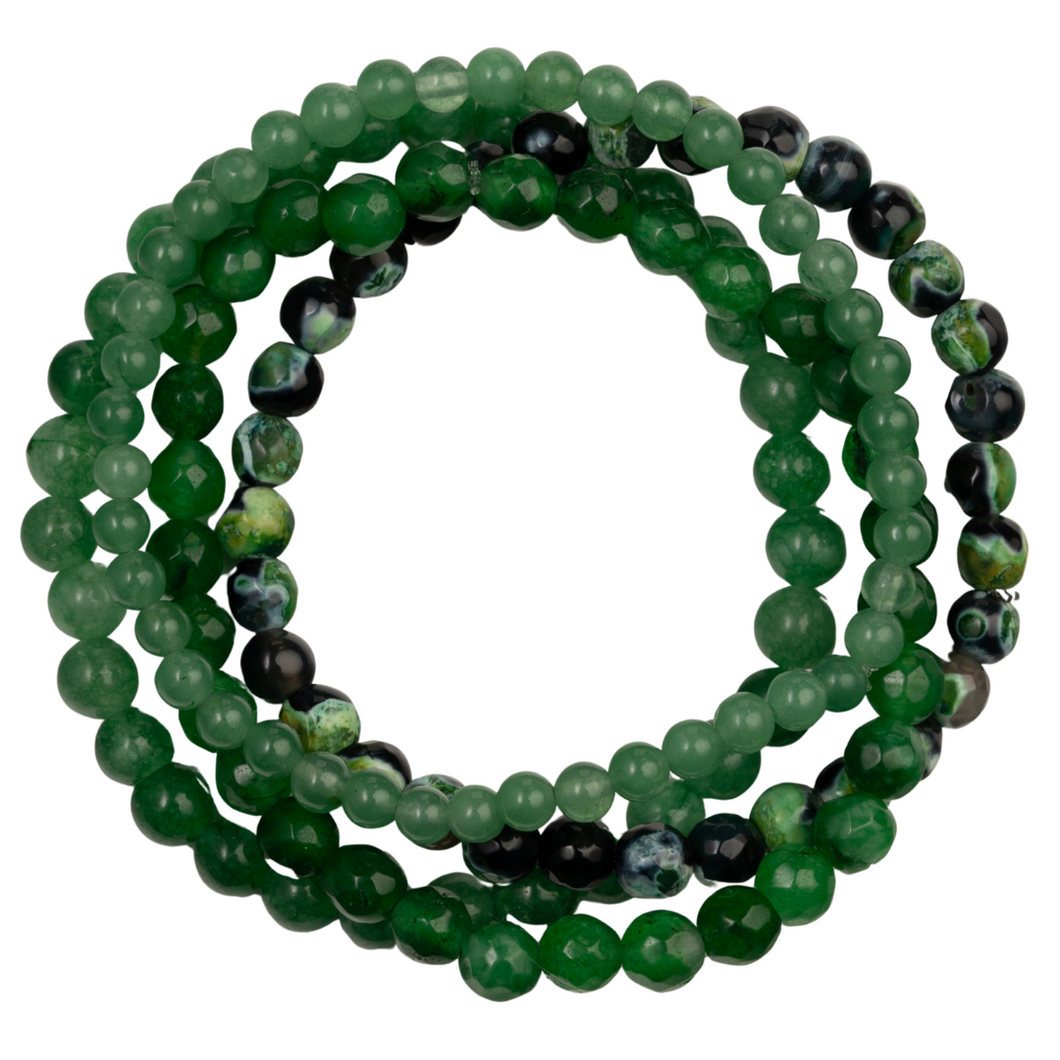 The Greens - Green Agate, Set of 4 Bracelets