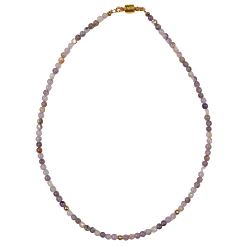 flower amethyst, 14 K gold ball choker