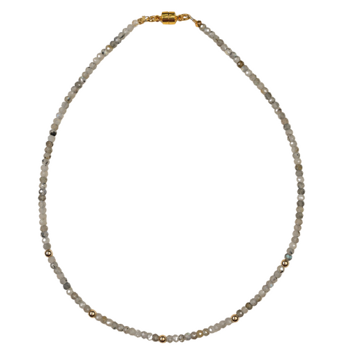 labadorite, 14K gold ball, choker