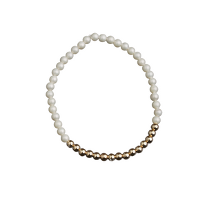 Shell Pearl 14k Gold Ball Bracelet