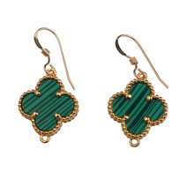 Load image into Gallery viewer, Clover earring Malachite