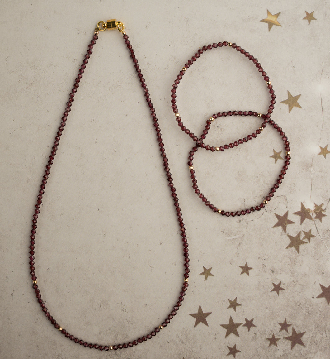 Garnet Choker & Bitsy Bracelet