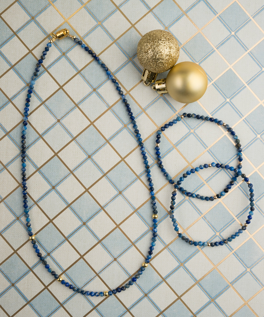 Navy Agate Choker & Bitsy Bracelet