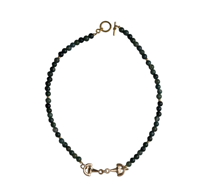 The Derby Collection - Snaffle Bit Choker-Moss agate