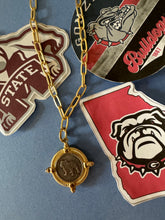 Load image into Gallery viewer, Bulldog Coin Pendant on Matte Gold Paperclip Chain Necklace