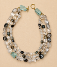 Load image into Gallery viewer, Pebble agate, sea glass necklace-multi strand