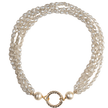 Load image into Gallery viewer, Crystal and Gold Brushed Ball Necklace