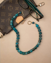 Load image into Gallery viewer, Cadet blue agate, 18K gold ball, necklace