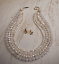 Load image into Gallery viewer, Snow Agate Necklace &amp; Gold Cross Earrings