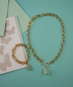 Matte Chain & Jade necklace