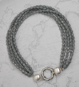 Dove Crystal, Pearl Multi Strand Necklace