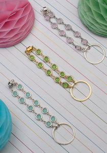 Rose, verte (green) and aqua Nataly bracelets 