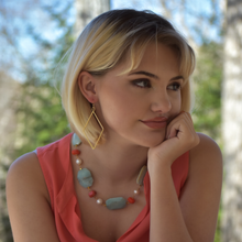 Load image into Gallery viewer, Amazonite, Pearl and Coral Necklace