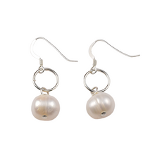 Load image into Gallery viewer, Freshwater Pearl &amp; Sterling Silver Drop Earrings