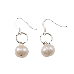 Freshwater Pearl & Sterling Silver Drop Earrings