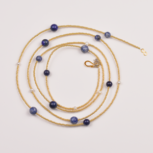 Henrietta Necklace with Lapis, Pearl, Sodalite and Gold Beads