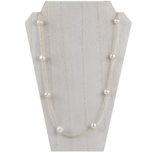 Load image into Gallery viewer, 28” Silver and Freshwater Pearl Henrietta Necklace
