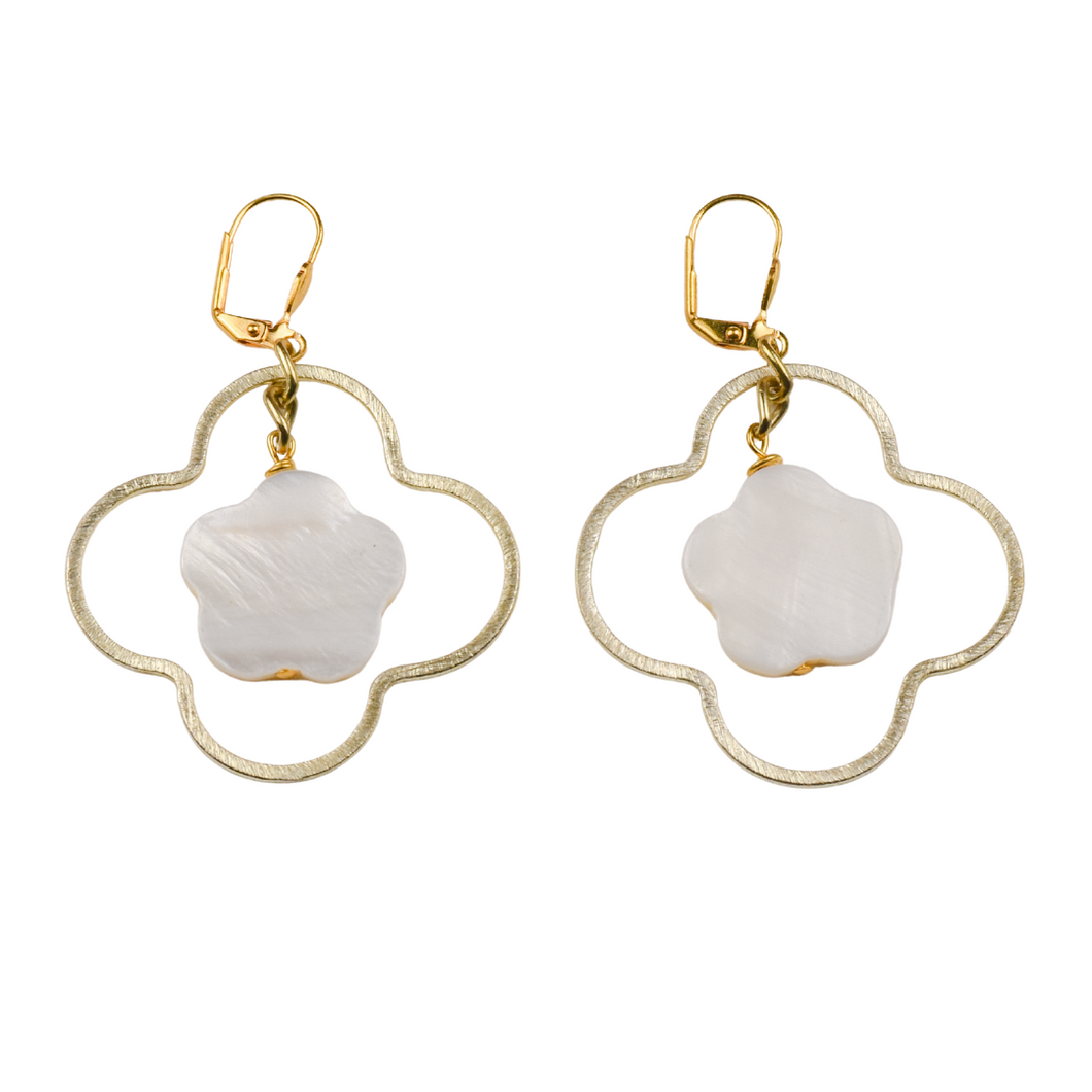 Mother of Pearl Flower Earring: Gold or Silver