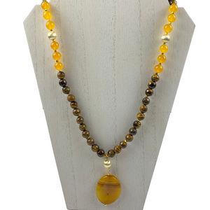 Tiger Eye & Mustard Agate Marco Necklace