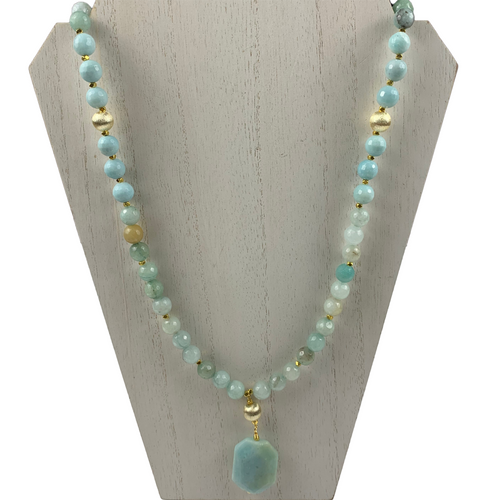 Flower Amazonite & Amazonite Marco Necklace