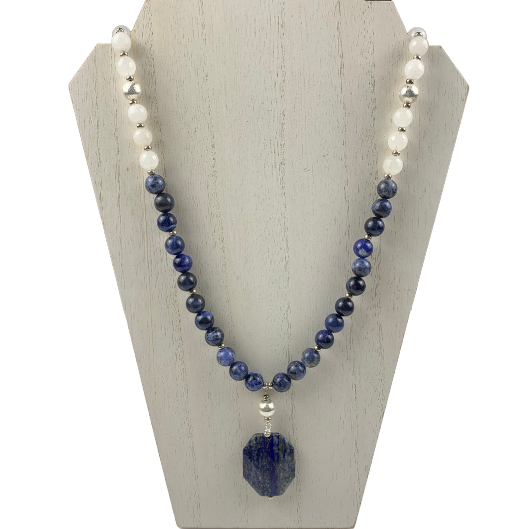 Sodalite & Snow Agate Marco Necklace