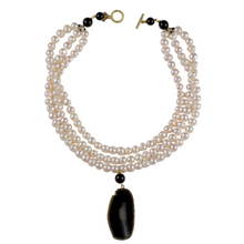 Load image into Gallery viewer, Freshwater Pearl &amp; Black Agate Necklace