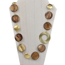 Load image into Gallery viewer, Tortoise Shell &amp; Gold Disc Necklace