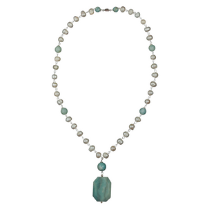 Pearl on Silver Chain, Amazonite Necklace